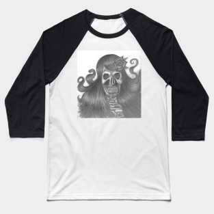 Flowy haired skull girl Baseball T-Shirt